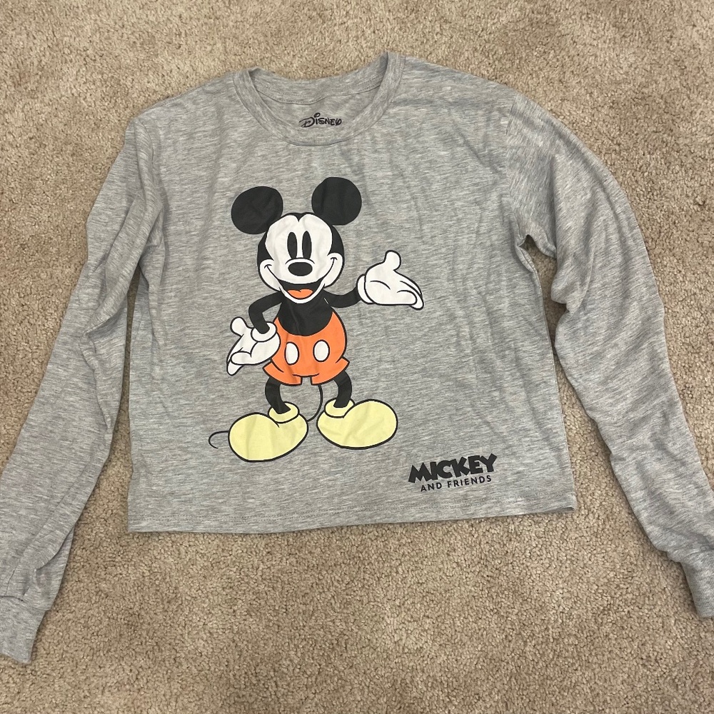 Disney Mickey Mouse long sleeve crop shirt size Small